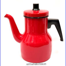 KOCKUMS-ARABIA-W�RTSIL�,Kahvipannu Punainen Emaloitu ter�s,1,75 lit,Design:Persson Sigurd,Tuotannossa 1966- luku,Kuntokuvaus k�yt�n j�lki�,Halkaisija n. 10,2 cm,Korkeus n.22,5 cm, 1 kpl,88 � /kpl ( Tuote nro / Item #147N )