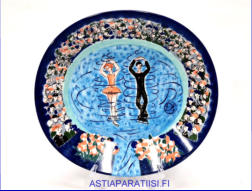 ARABIA, finland 1999 world figure skating championship helsinki hand painted dish,Design:Dorrit von Fieandt,Mitat n. 23 cm x 24,5 cm,1kpl.350/kpl,( Tuote nro 305AM )